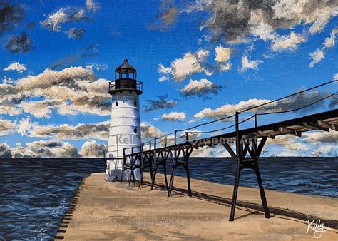 "Michigan Lighthouses" Series: Manistee Lighthouse [PRINT] | Kelly O'Neill-Dusome