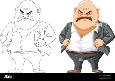 An Isolated Vector Illustration Of A Middle Aged Mafia Man With A