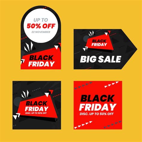 Free Vector Labels Or Badges Collection For Black Friday Sales