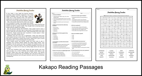 Prohibition Roaring Twenties Reading Comprehension And Word Search