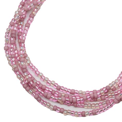 Multi Color Pastel Pink Seed Bead Necklace Thin 15mm Single Strand B Kathy Bankston