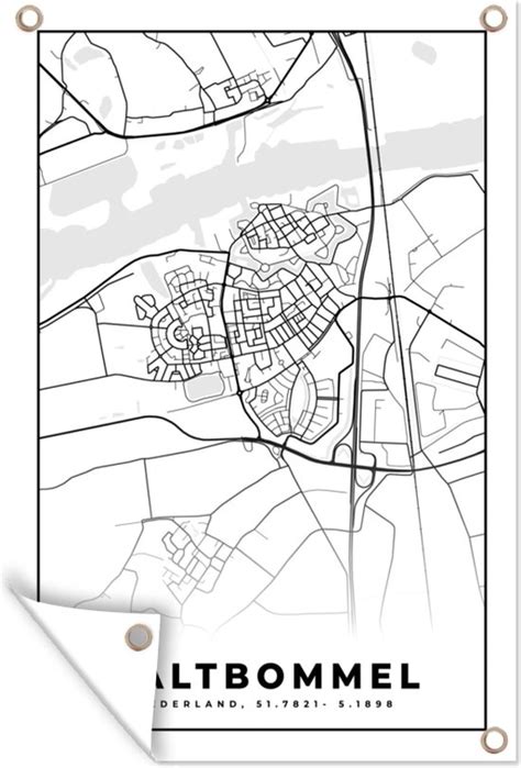 Tuinposters Buiten Zaltbommel Plattegrond Kaart Stadskaart