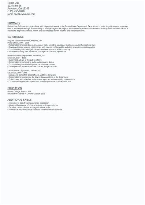 Retired Law Enforcement Resume Sample Template Free