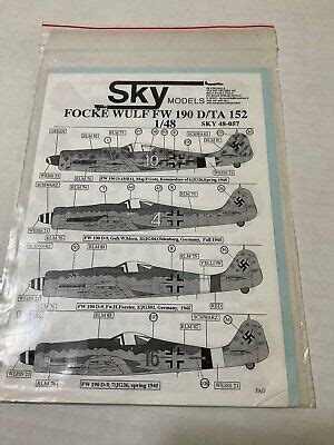 Model Aircraft Decals Sky Models Focke Wulf Fw D Ta Scale Sky