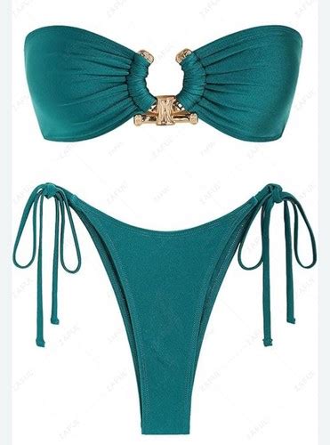 Zaful Women S Triangle Bikini Multiway Fishnet Tie Side Bandeau Halter String S Ebay