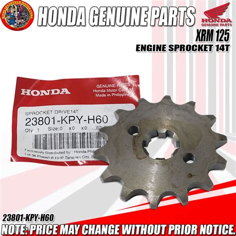 XRM 125 ENGINE SPROCKET 14T HPI GENUINE 23801 KPY H60 Shopee