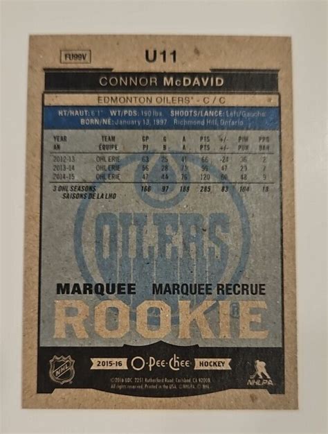 O Pee Chee Update Marquee Rookie U Connor Mcdavid Ebay