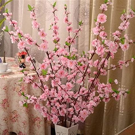 Amazon 5Pcs Spring Peach Blossom Cherry Plum Bouquet Branch Silk