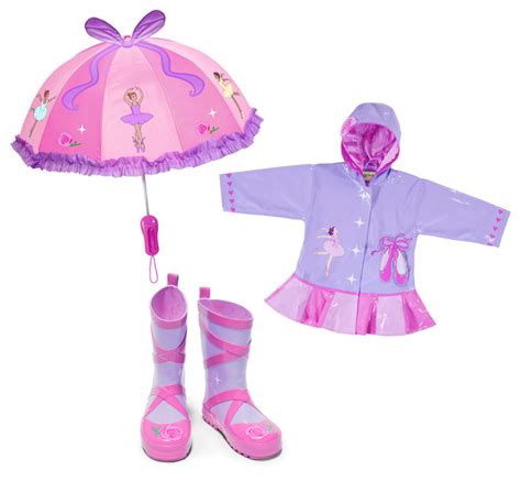 Toddler Ballerina Raincoat Boots And Umbrella Christmas Ts For