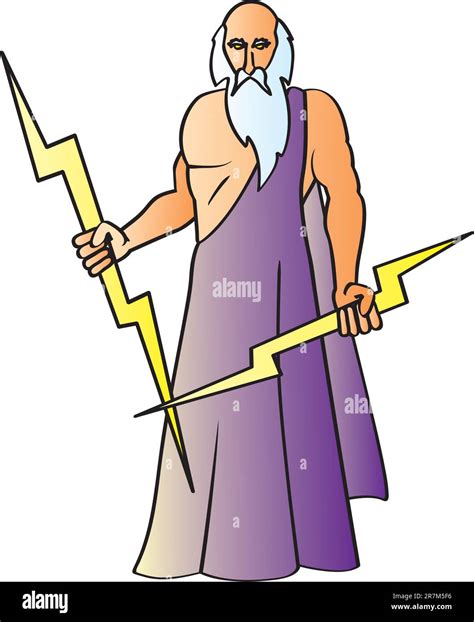 A cartoon drawing of the Greek God Zeus also known as the Roman god Jupiter holding his ...