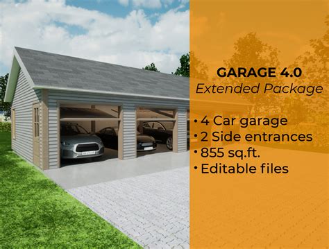 Garage Plans 41 X20 Sq Ft 4 Car Garage Plans Materials List DWG