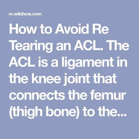 Avoid Re Tearing An Acl Acl Acl Surgery Knee Joint