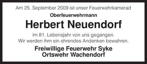 Traueranzeigen Von Herbert Neuendorf Trauer Kreiszeitung De