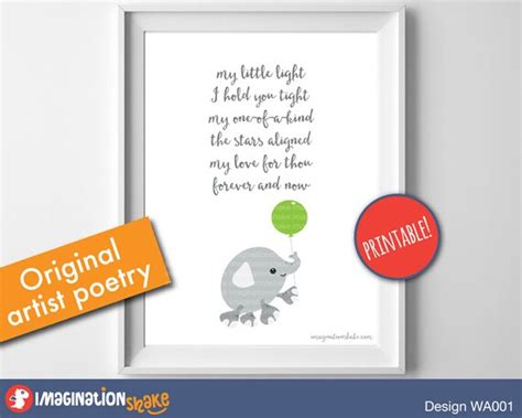 Original Nursery Poem Elephant Wall Art PRINTABLE / Elephant