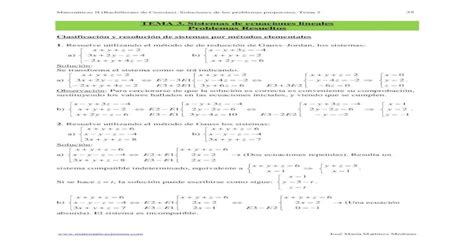 Tema 3 Sistemas De Ecuaciones Lineales Problemas Resueltos