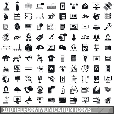 100 Telecommunication Icons Set Simple Style 8887896 Vector Art At