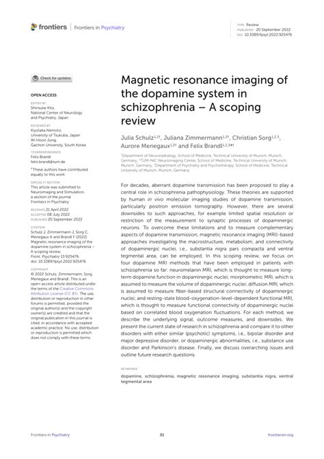 PDF Magnetic Resonance Imaging Of The Dopamine System In