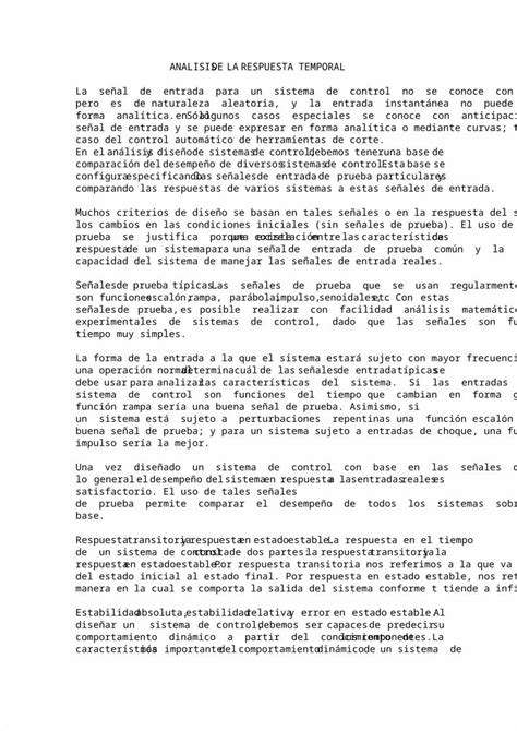 Docx Analisis De La Respuesta Temporal Pdfslide Net