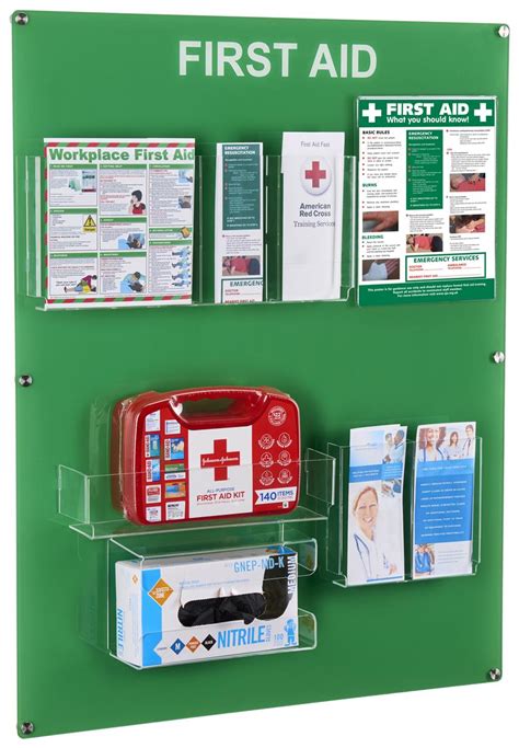 Wall Mounted First Aid Station Kit Shelf Pamphlet Holders