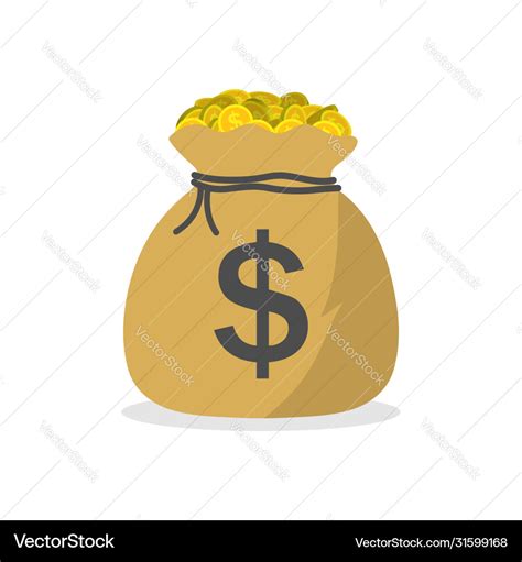 Sack With Money Bag Gold Coins Dollars Royalty Free Vector