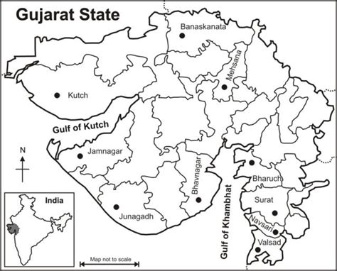 Map Showing Different Districts Of Gujarat State From Where Lichen