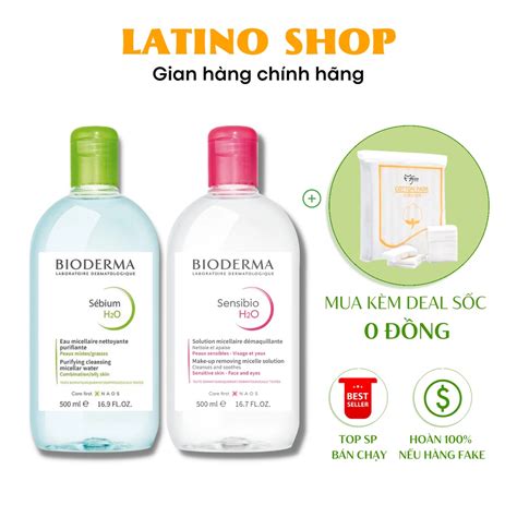 Nước Tẩy Trang Bioderma Crealine H2O Nắp Nhấn Xanh Hồng 500ml Tẩy Trang