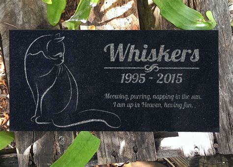 Personalized Cat Memorial Black Granite Stone Pet Cat Grave Etsy