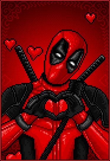 Deadpool Happy Valentines Day Pixel Art  Deadpool Comic