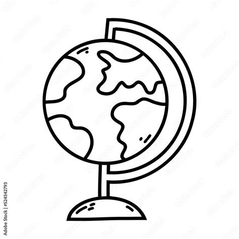 Hand Drawn Doodle Globe Icon Vector Sketch Illustration Of Black