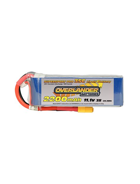 Overlander 2200MAH 11 1V 3S 35C Supersport Pro Lipo Battery XT60