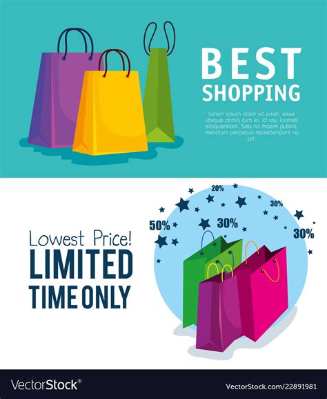 Set Shopping Bags To Online Sale Offer Royalty Free Vector