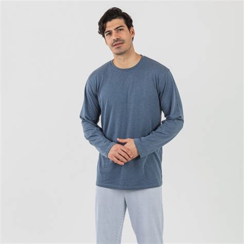 Pijama largo algodón hombre Lista indigo Talla de Ropa M