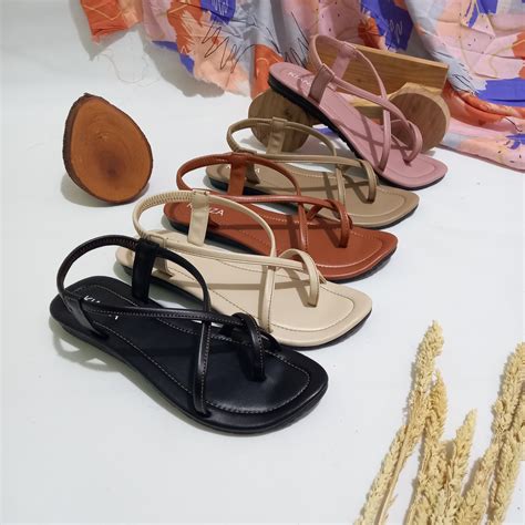 Jual Sandal Tali Wanita Slip Sandal Tali Jempol Sandal Flat Wanita