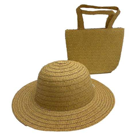 Kit Chapeu De Praia E Bolsa Infantil Palha Lisa Menina Shopee Brasil