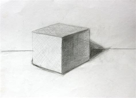 3D Cube Pencil Sketch stock illustration. Illustration of highlight ...