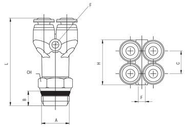 55340 CONNECTOR Y ORIENTING MALE UNIVERSAL SHORT