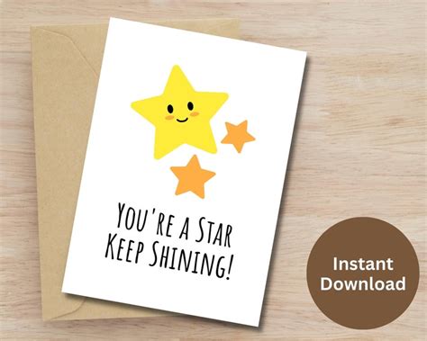 You Re A Star Keep Shining Card Printable Student Encouragement Card