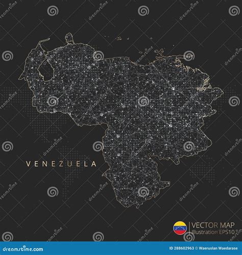 Venezuela Map Abstract Geometric Mesh Polygonal Light Concept With