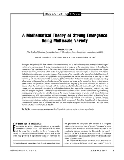 A Mathematical Theory Of Strong Emergence Using Multiscale Variety