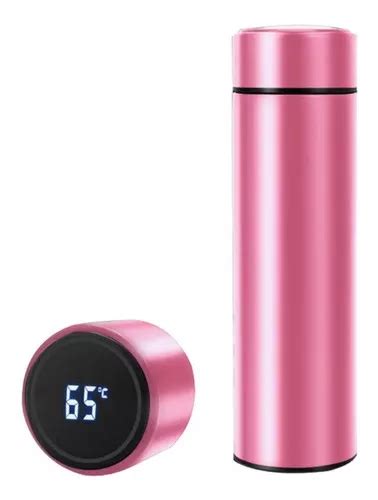 Garrafa T Rmica Ml Medidor De Temperatura Digital Led Cor Rosa