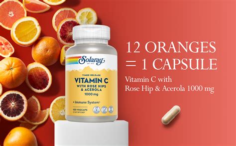 Solaray Vitamin C Mg Timed Release Capsules With Rose Hips