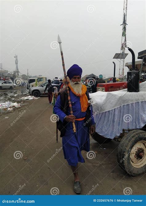 Sikh Warrior With Weapon At Golden Temple Amritsar Editorial Photo