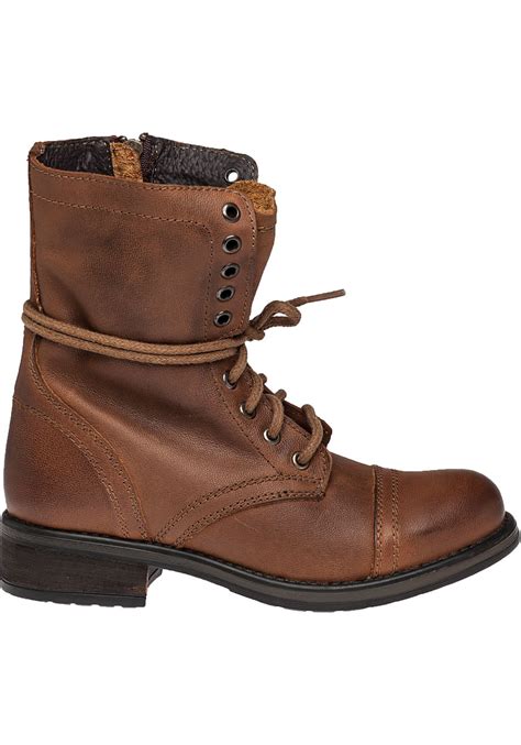 Lyst Steve Madden Troopa 20 Leather Combat Boots In Brown