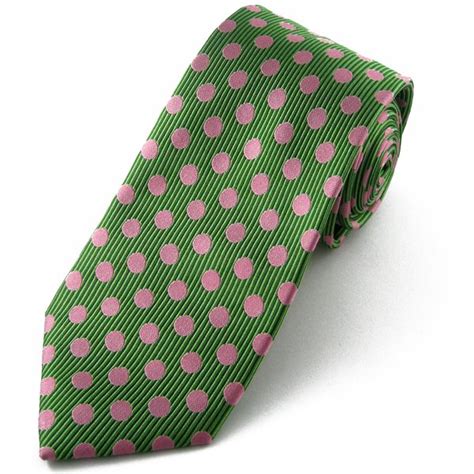 Green Pink Polka Dot Silk Tie From Ties Planet Uk