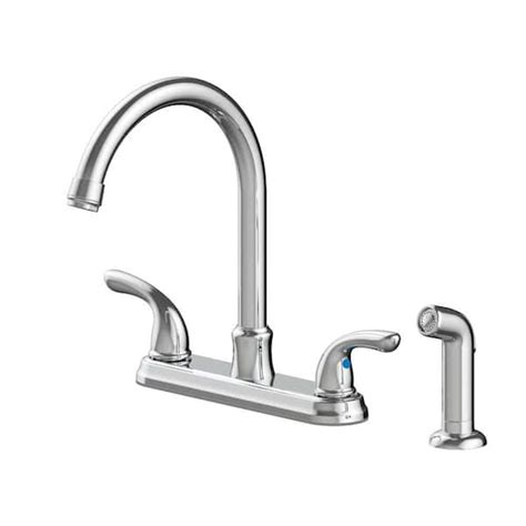 Glacier Bay Builders Double Handle Standard Kitchen Faucet With Side Sprayer In Polished Chrome