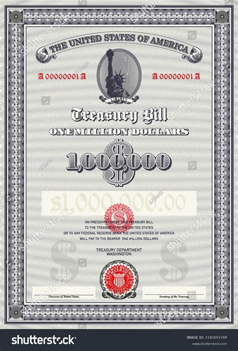 Vector Fictional Treasury Bill Worth One Stock Vector Royalty Free