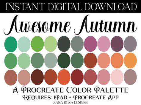 Awesome Autumn Procreate Color Palette Graphic By Zararozadesigns · Creative Fabrica