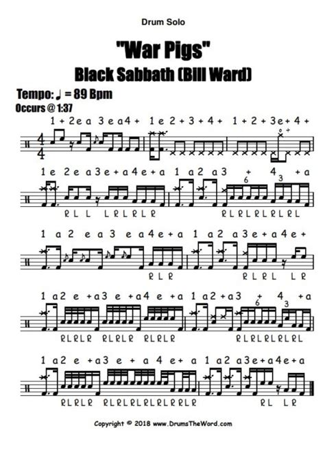 "War Pigs" (Black Sabbath) DRUM SOLO - Free Video Drum Lesson & PDF ...