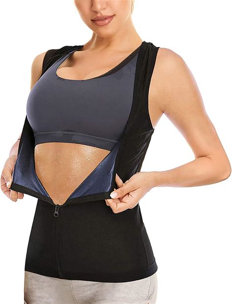 Finlin Women Sauna Suit Waist Trainer Sweat Enhancing Workout Tank Top Polymer Compression Wear