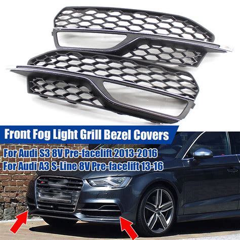 Black Honeycomb Mesh Fog Light Grill Bezel Cover For Audi A S Line S